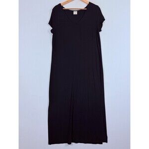 Soma Black‎ Short Sleeve Jersey Knit Side Slit T-Shirt Maxi Dress Women's Small